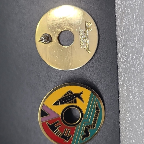 Vintage laurel burch cat sneak dog colorful enamel earrings - Picture 6 of 17